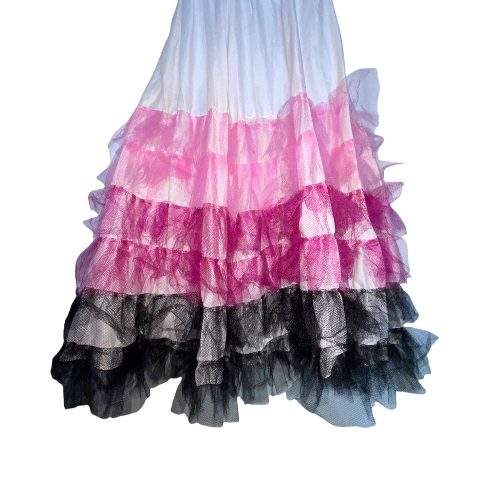 Handmade Cream Pink Tiered Midi Tuille Costume Skirt Women's M - Picture 8 of 10